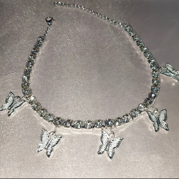 Cubic Zircon SilverButterfly Anklet/Bracelet - Picture 6 of 7